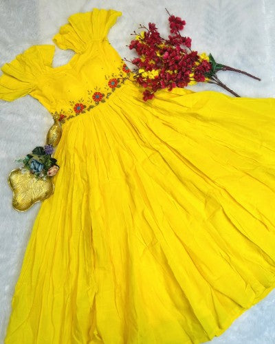 Mul-Mul Cotton Handwork Designer Gown