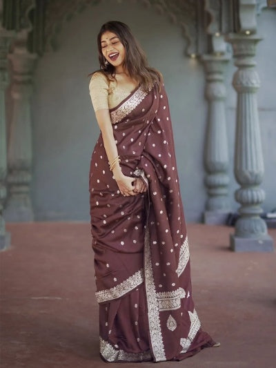 Premium Banarasi Jacquard Saree - GINGER Edition
