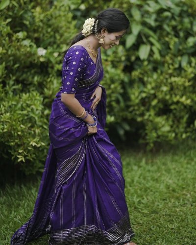 Pure Chinnon Weaving Jacquard Saree with Viscose Blouse