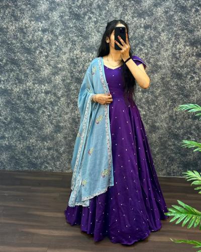 Mul Mul Cotton Gown with Digital Print Dupatta