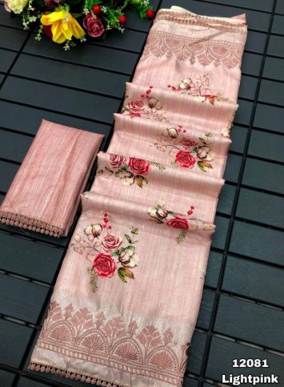 Here are a few title options, keeping it simple and unique:*   Pink Handloom Tussar Silk Digital Print Saree