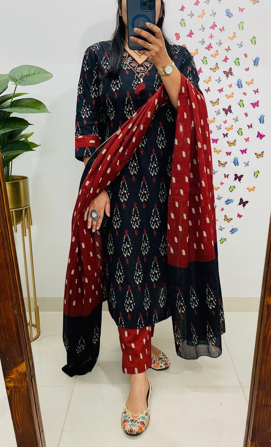 New Jaipuri Ikkat Print Suit