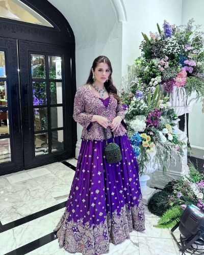 Purple Gown Jacket Set