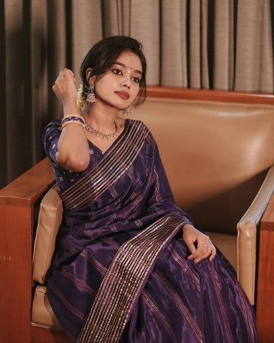 Pure Chinnon Weaving Jacquard Saree with Viscose Blouse