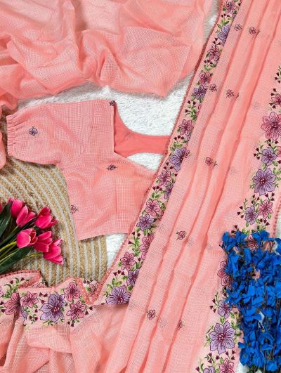 Vamika Soft Kota Cotton Saree with Multi Threads Work and Designer Pallu