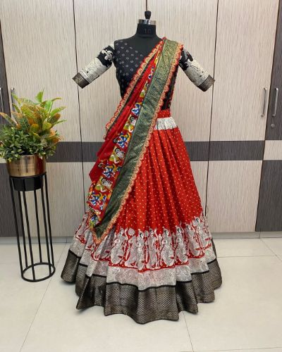 Soft Dola Silk Kalamkari Lehenga Set