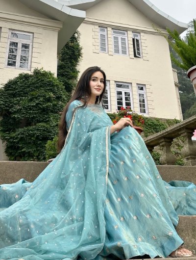 Embroidered Silk Anarkali Suit