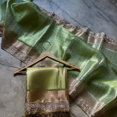 Banarasi Tissu Lace Work Saree with Zari Weaving