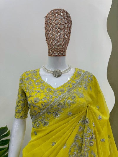 Designer Tibby Silk Saree with Thread & Sequence Work
